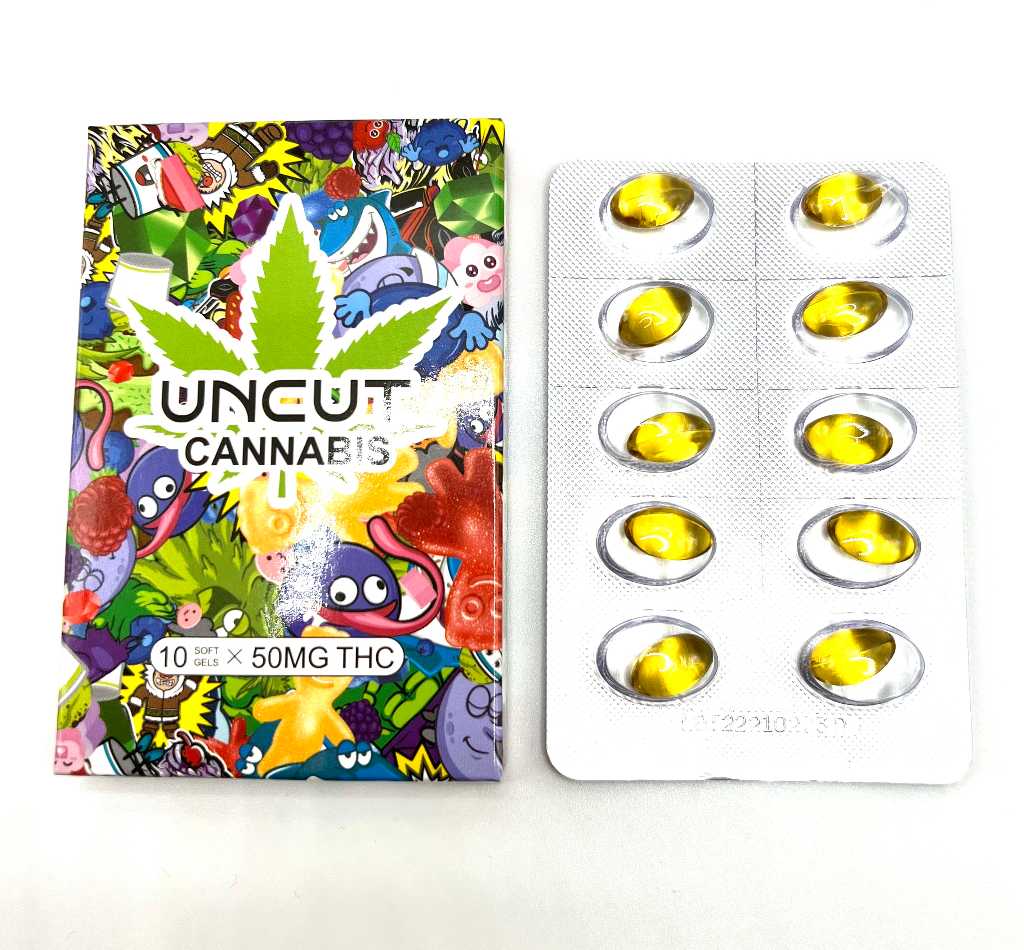 Uncut Cannabis THC Gelcaps - 50mg - 10ct