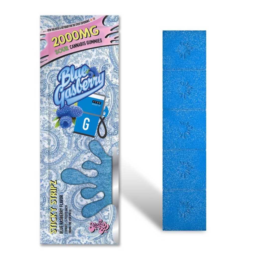 Sticky Stripz Blue Gasberry Gummies 2000mg