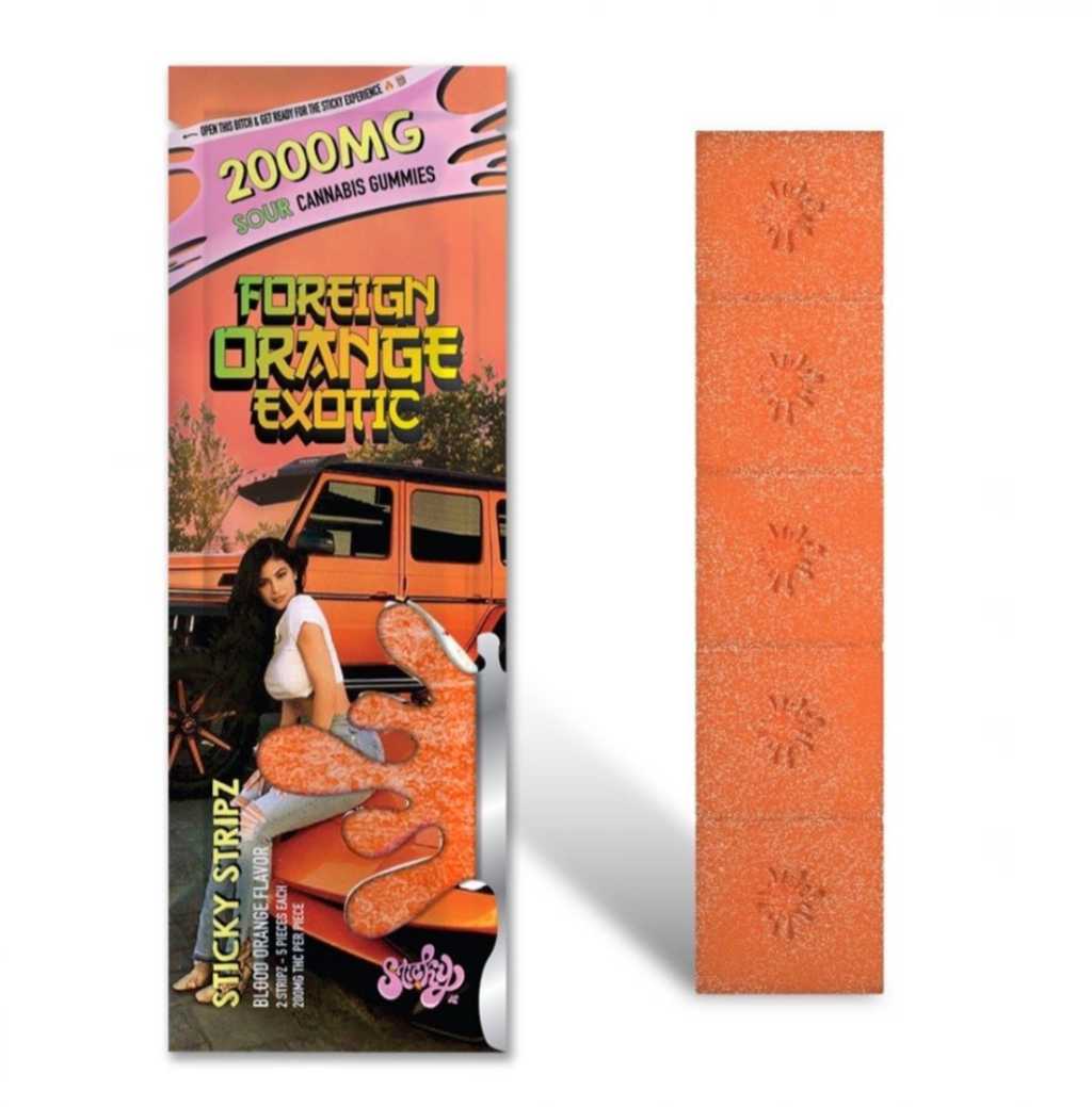 Sticky Stripz Foreign Orange Exotic Gummies 2000mg