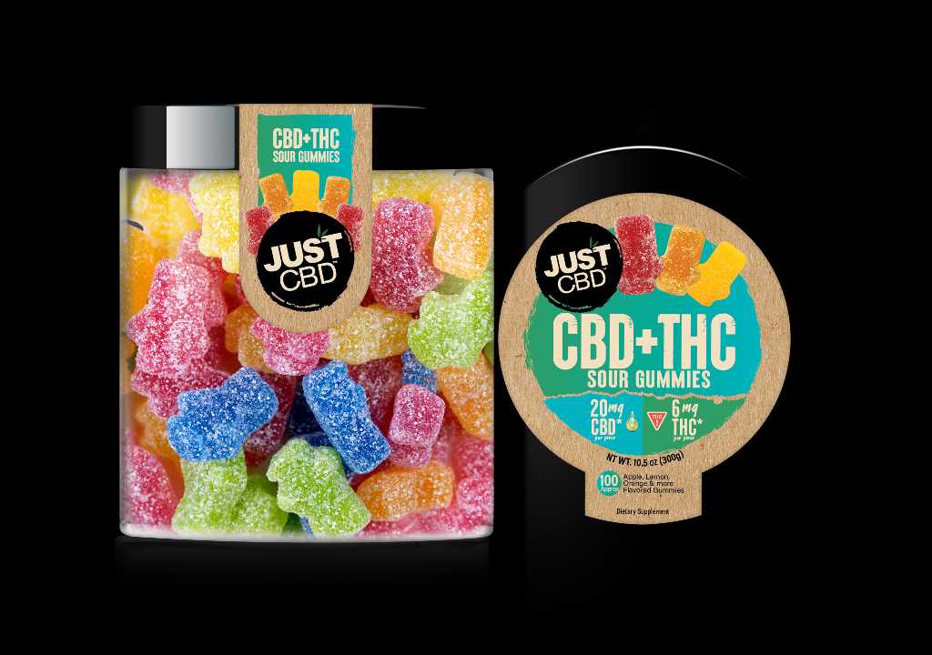 Just CBD+THC Sour Block Heads Gummies 1000mg