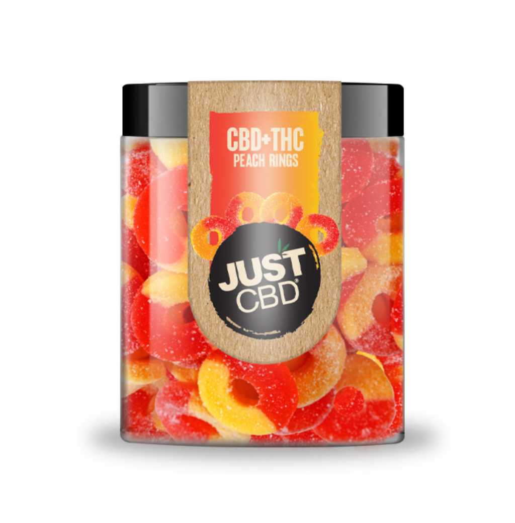 Just CBD + THC Peach Rings Gummies 1000mg