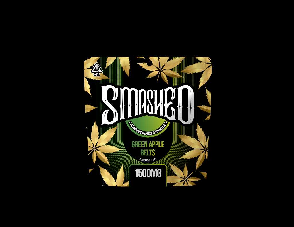Smashed Gummies Green Apple Belts 1500mg